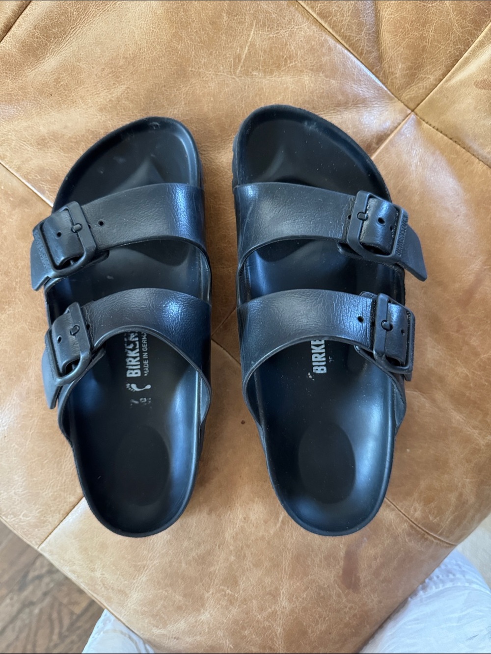 Birkenstock Men's Black Two-Strap Sandals with Buckles